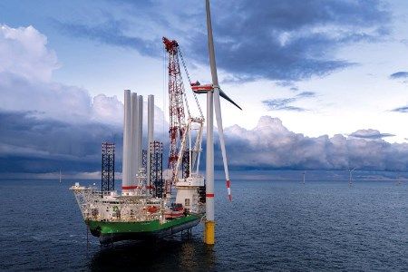 First turbine up at Nordseecluster A offshore wind farm in German North Sea
